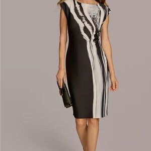 Donna Karan Black and White Midi Dress